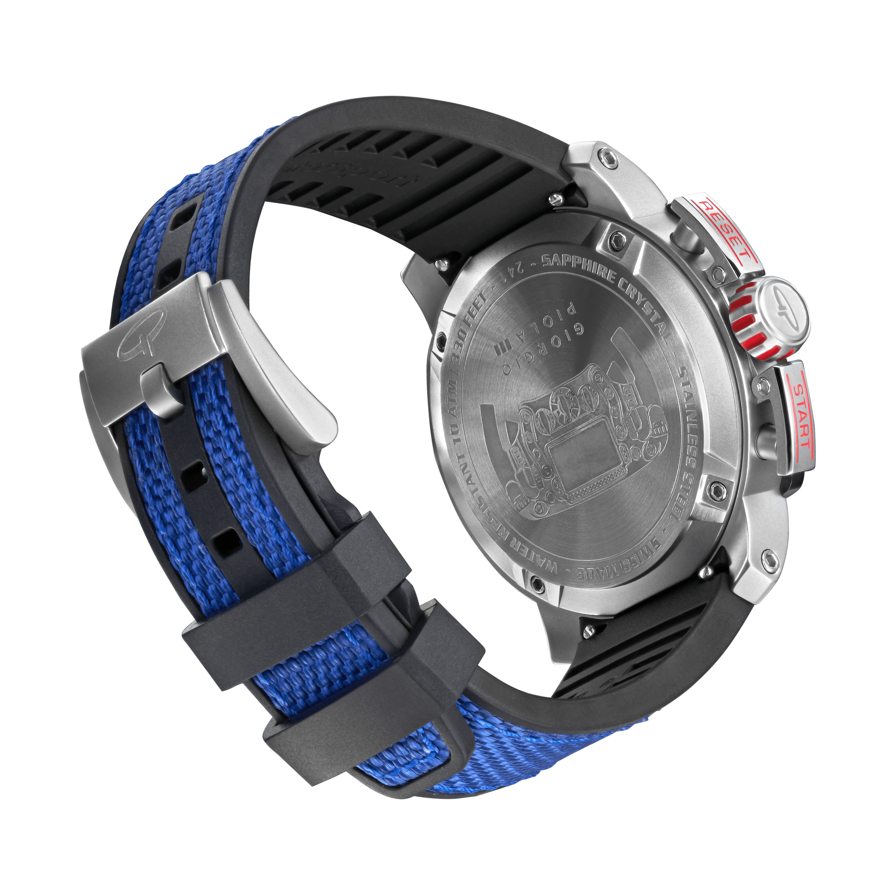 Torque Blue Stainless Steel Swiss Sport Chrono Watch