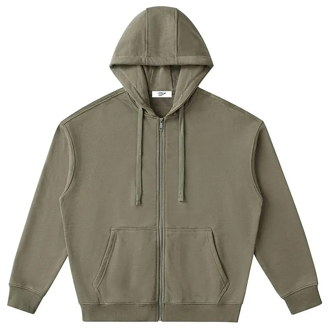 Drop-Shoulder Zip Up Hoodies