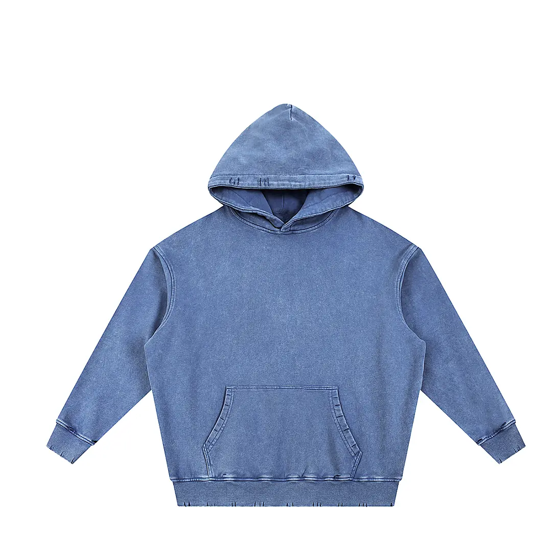 Snow Wash Hand-Frayed Hood