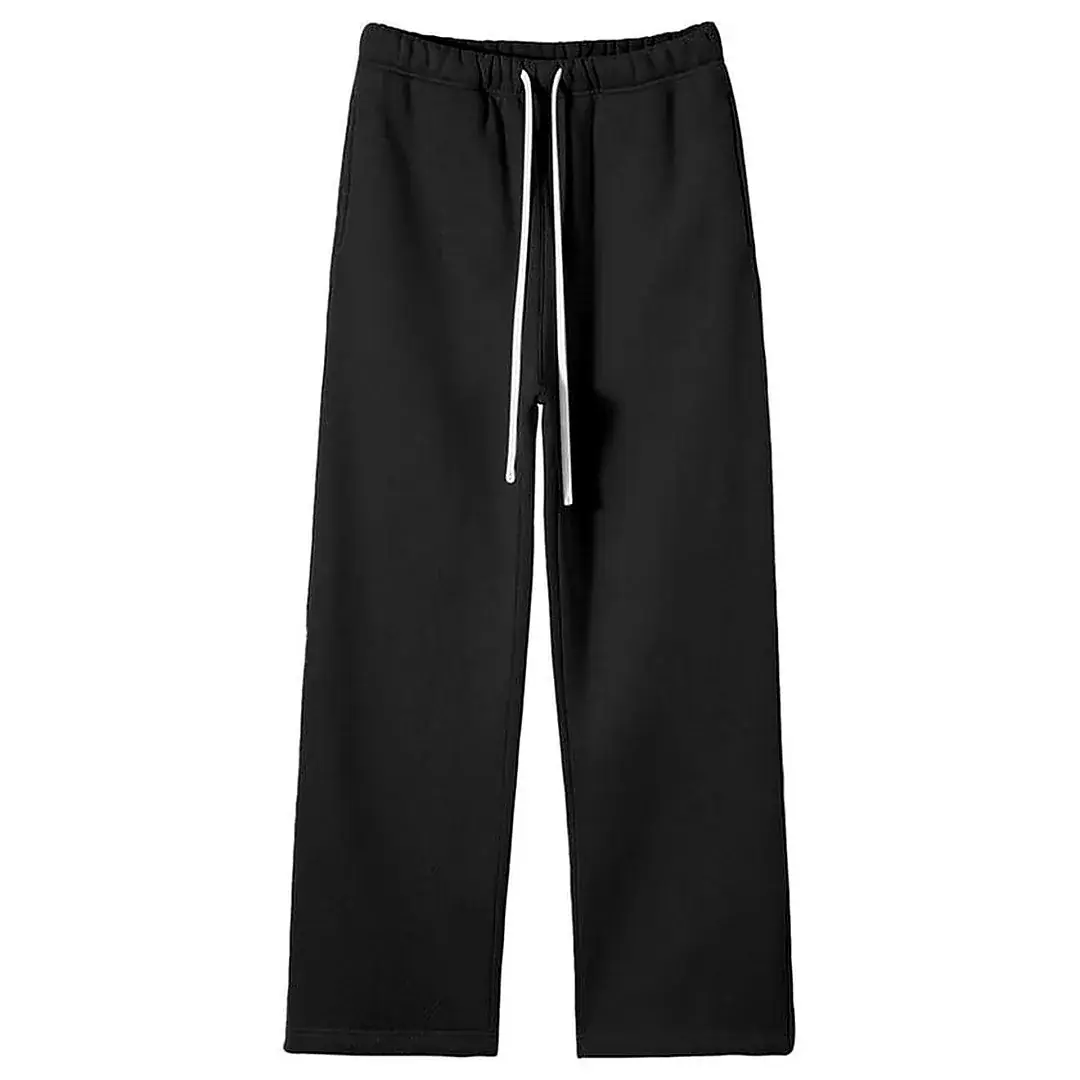 Unisex Solid Color Fleece Straight Leg Pants