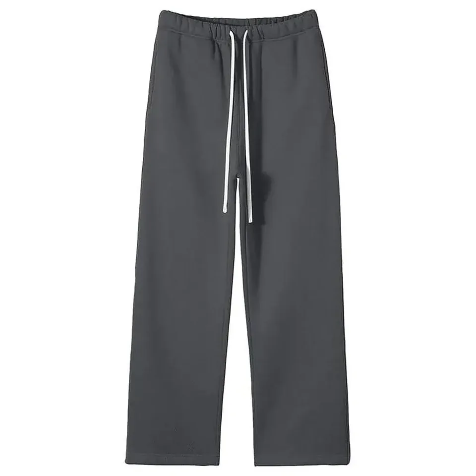 Unisex Solid Color Fleece Straight Leg Pants